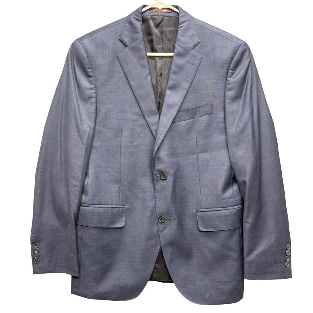 Peter Millar Mens 38S Blue 100% Wool Two Button Blazer Sport Coat Made in Canada